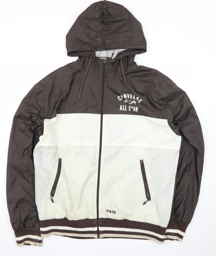 Converse Men's Brown XL Hooded Windbreaker Jacket