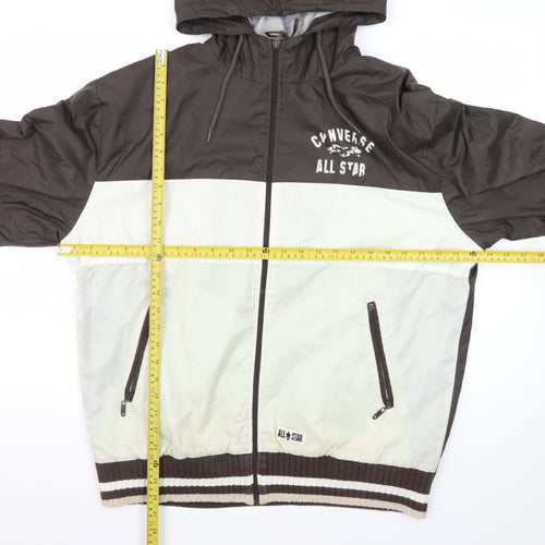 Converse Men's Brown XL Hooded Windbreaker Jacket