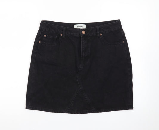 New Look Women’s Black Denim Short Skirt Size 14