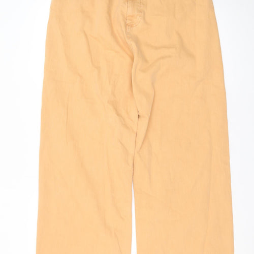 Primark Women’s Beige Wide-Leg High Rise Cotton Jeans Size 18