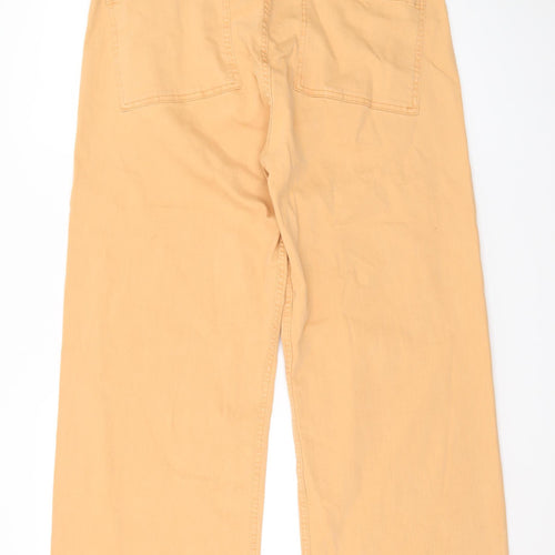Primark Women’s Beige Wide-Leg High Rise Cotton Jeans Size 18