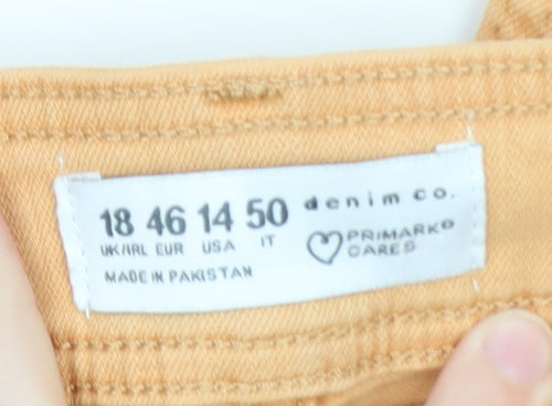 Primark Women’s Beige Wide-Leg High Rise Cotton Jeans Size 18