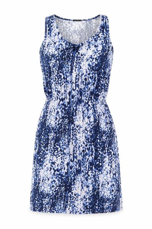 Front view of H&M Women Blue Animal Print Tank Dress, size 12