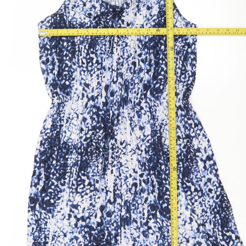 H&M Women Blue Animal Print Tank Dress Size 12