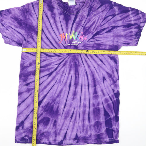 Gildan Men's Purple Tie-Dye Surf Graphic Heavy Cotton T-Shirt M
