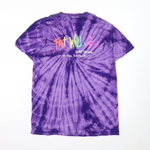 Gildan Men's Purple Tie-Dye Surf Graphic Heavy Cotton T-Shirt M