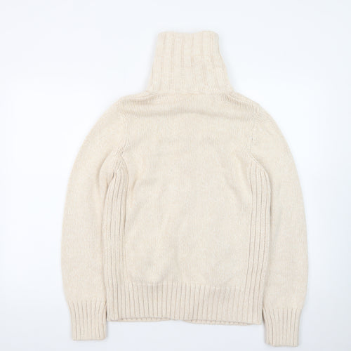 BHS Women Beige Full Zip Jumper Size 16 Wool Blend High Neck