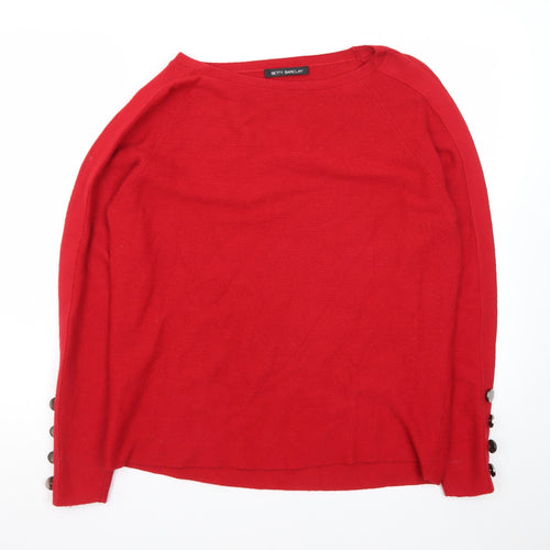 Betty Barclay Women’s Red Boat Neck Long Sleeve Pullover Jumper Size 14