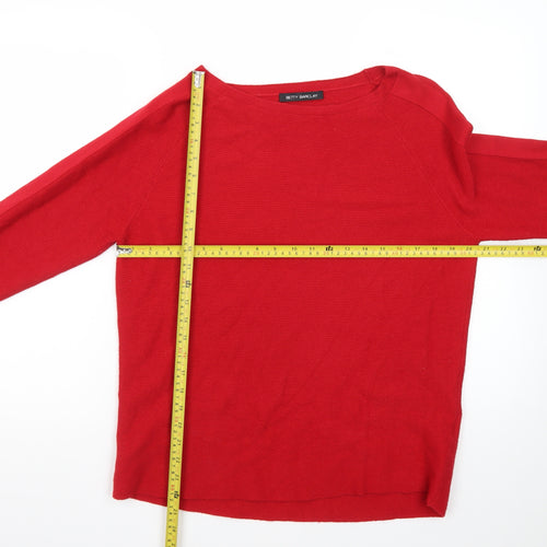Betty Barclay Women’s Red Boat Neck Long Sleeve Pullover Jumper Size 14