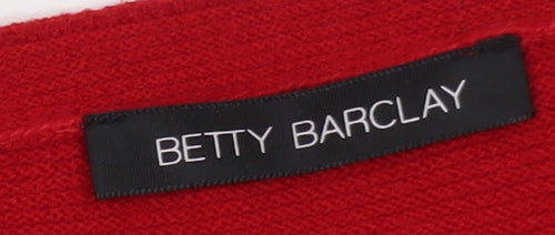 Betty Barclay Women’s Red Boat Neck Long Sleeve Pullover Jumper Size 14