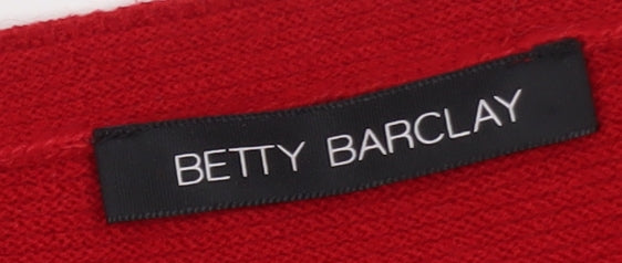 Betty Barclay Women’s Red Boat Neck Long Sleeve Pullover Jumper Size 14