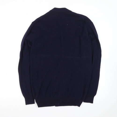 Lyle & Scott Men's Blue Wool V-Neck Cardigan Size L
