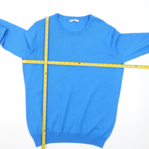 WoolOvers Men's Blue Merino Wool Cashmere Crew Neck Jumper L