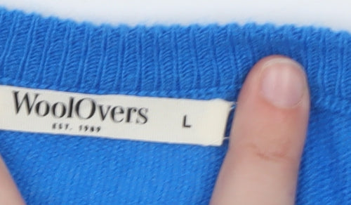 WoolOvers Men's Blue Merino Wool Cashmere Crew Neck Jumper L