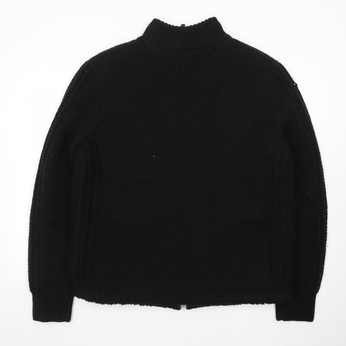 Replay Men's Black XL Full Zip Knit Wool Blend Jumper