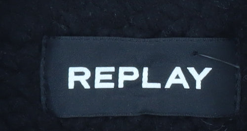 Replay Men's Black XL Full Zip Knit Wool Blend Jumper