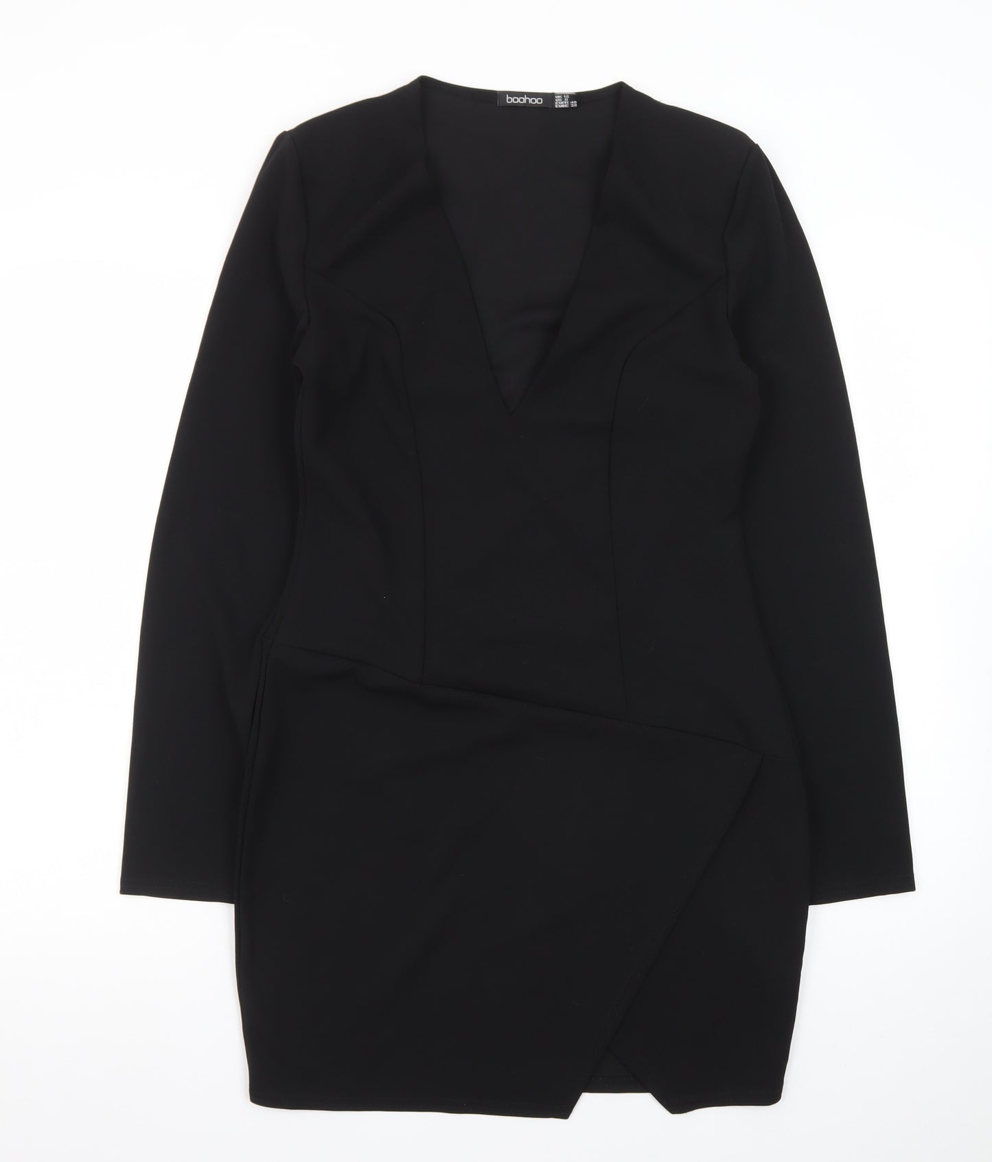 Boohoo Women’s Black Size 12 Bodycon V-Neck Mini Dress