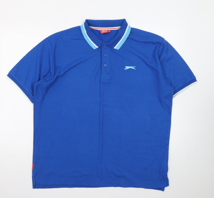 Slazenger Men's Blue XL Short Sleeve Polo Shirt