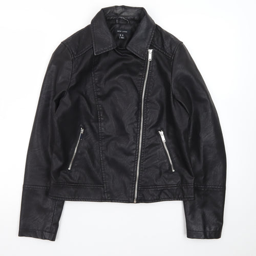 New Look Women's Black Faux Leather Biker Jacket Size 10