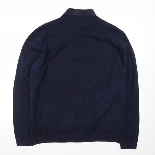 Next Men's Navy Cotton Blend Henley Jumper XL Classic Knitwear