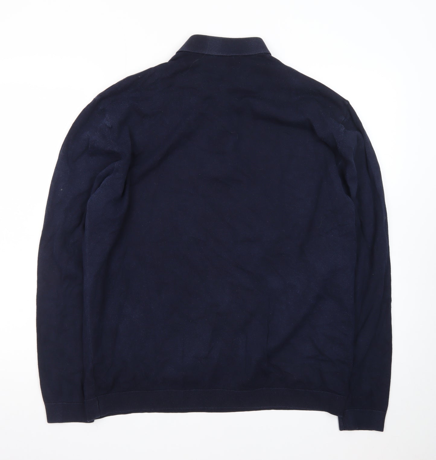 Next Men's Navy Cotton Blend Henley Jumper XL Classic Knitwear