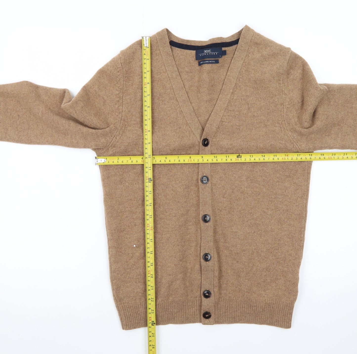 Next Women's Beige Lambswool V-Neck Cardigan Size S