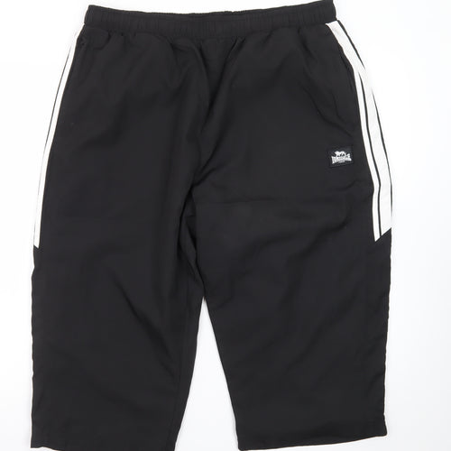 Lonsdale Men’s Black 2XL Sweat Shorts with Stripe Detail