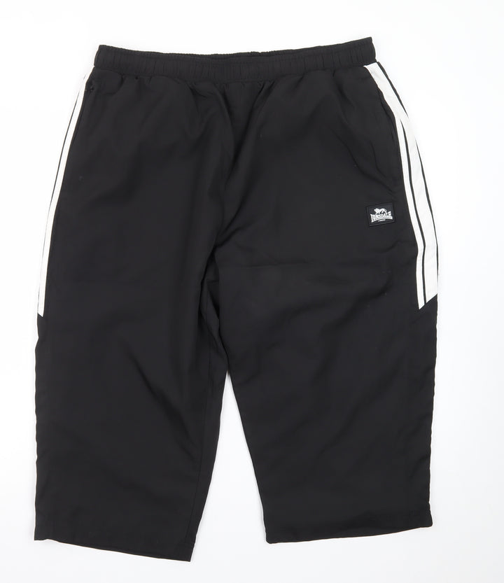 Lonsdale Men’s Black 2XL Sweat Shorts with Stripe Detail