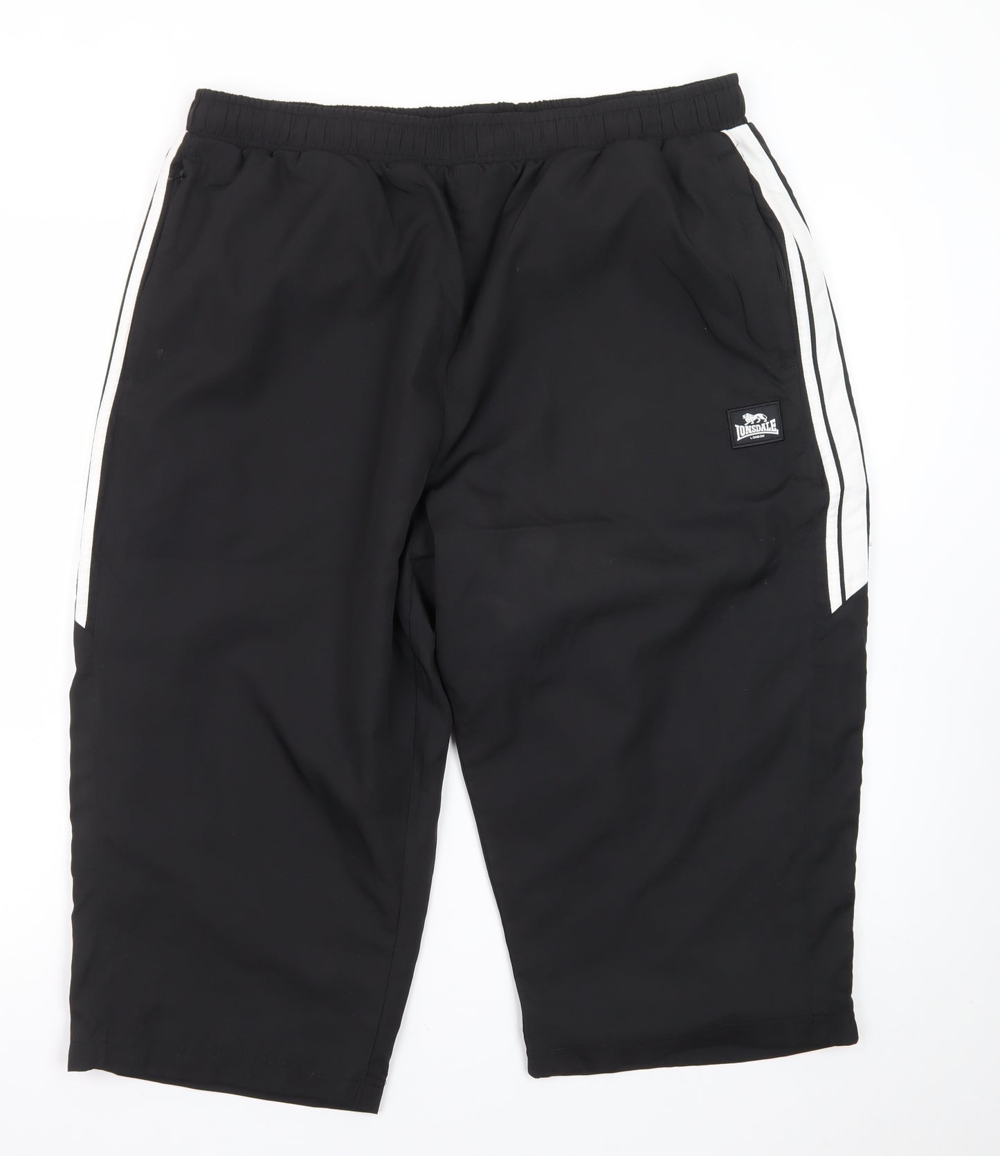 Lonsdale Men’s Black 2XL Sweat Shorts with Stripe Detail
