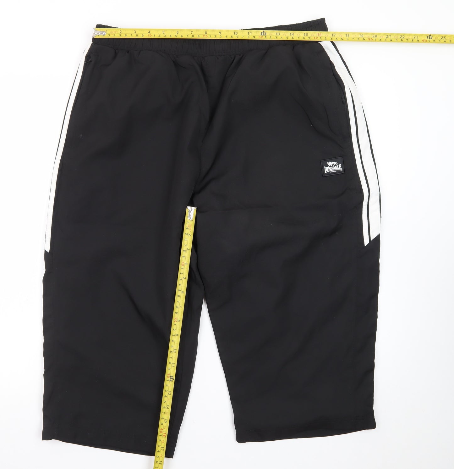 Lonsdale Men’s Black 2XL Sweat Shorts with Stripe Detail