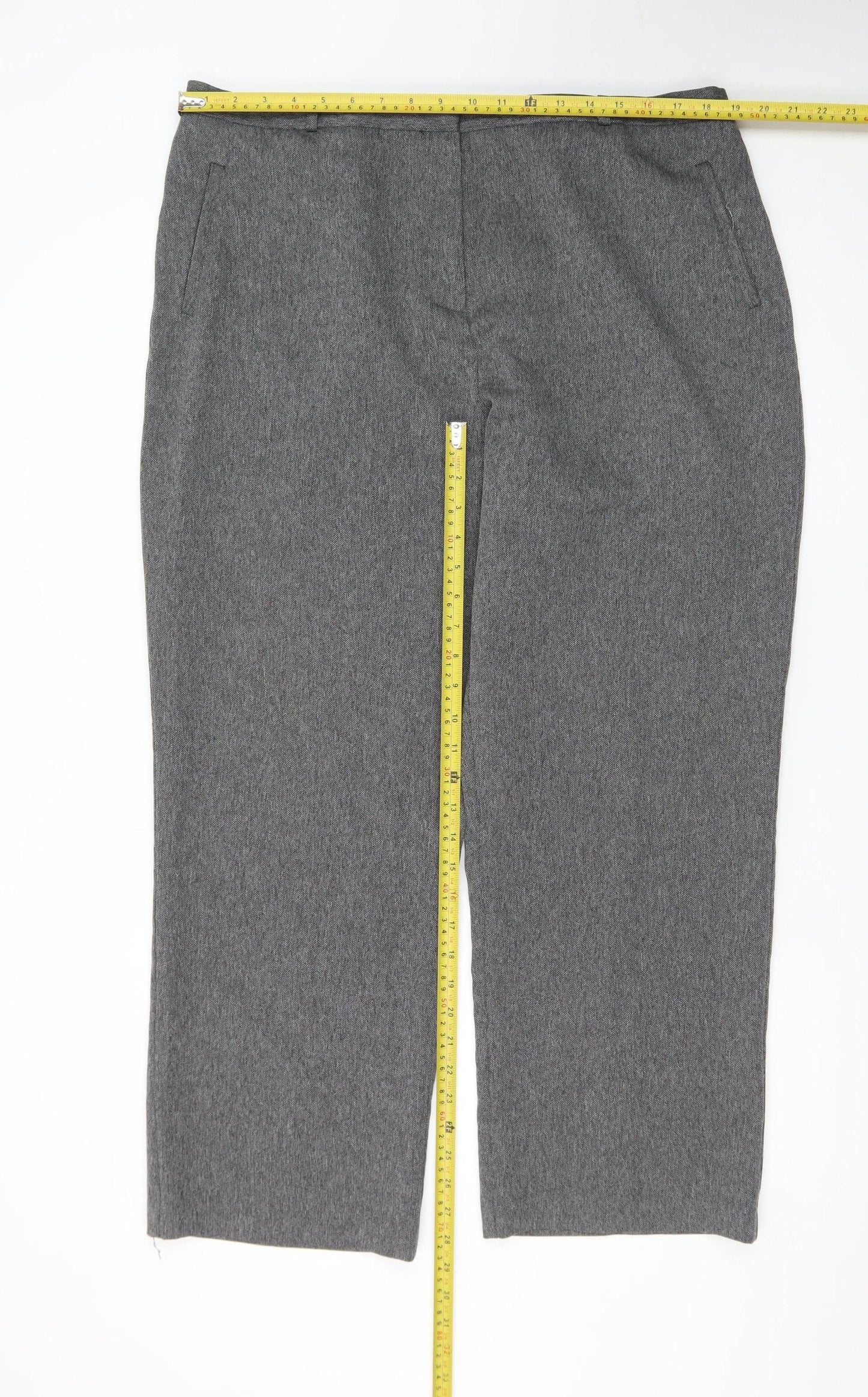 BHS Women’s Grey Herringbone Straight Leg Trousers Size 20