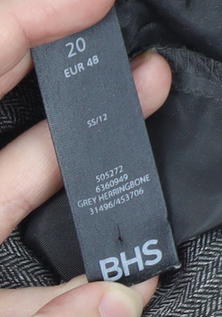 BHS Women’s Grey Herringbone Straight Leg Trousers Size 20