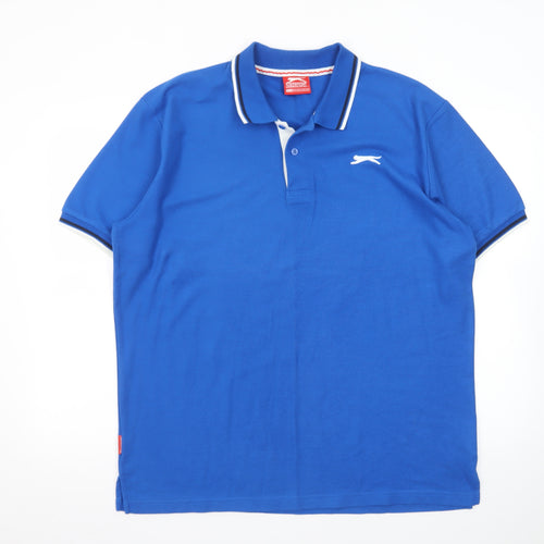 Slazenger Men's Blue Short Sleeve Polo Shirt XL Classic Fit