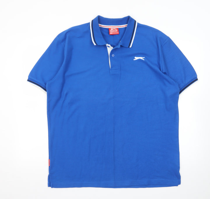 Slazenger Men's Blue Short Sleeve Polo Shirt XL Classic Fit