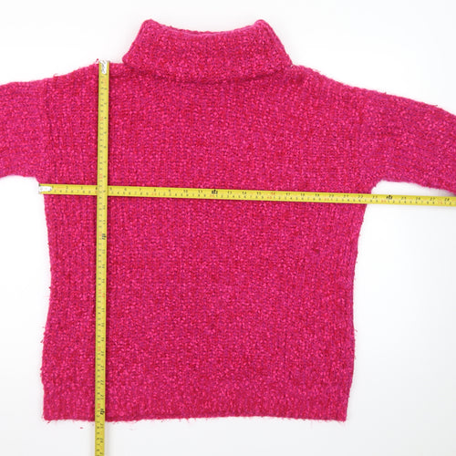 Marks and Spencer Women’s Pink Roll Neck Chunky Knit Jumper Size M