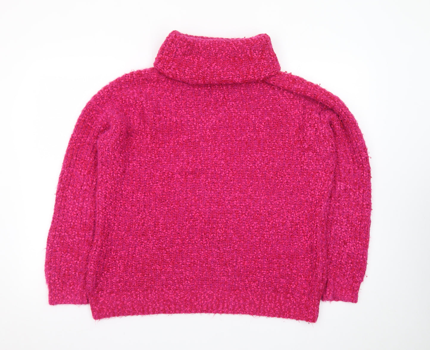 Marks and Spencer Women’s Pink Roll Neck Chunky Knit Jumper Size M