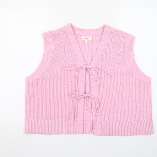 Marks and Spencer Women Pink L Knit Vest Jumper with Bows
