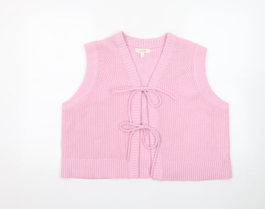 Marks and Spencer Women Pink L Knit Vest Jumper with Bows