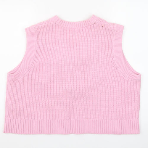 Marks and Spencer Women Pink L Knit Vest Jumper with Bows