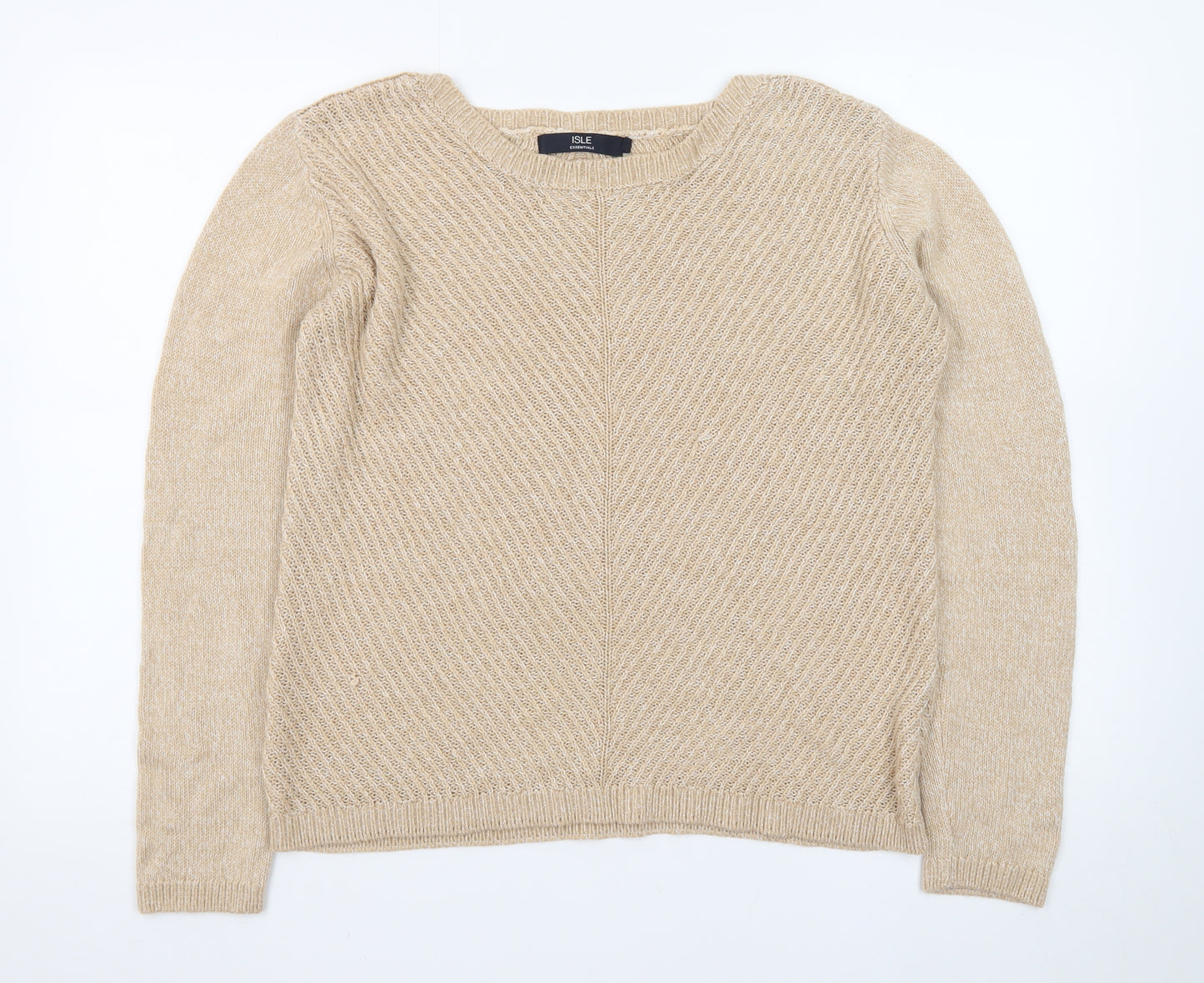 ISLE Essentials Women's Beige Wool Blend Pullover Jumper M 14-16