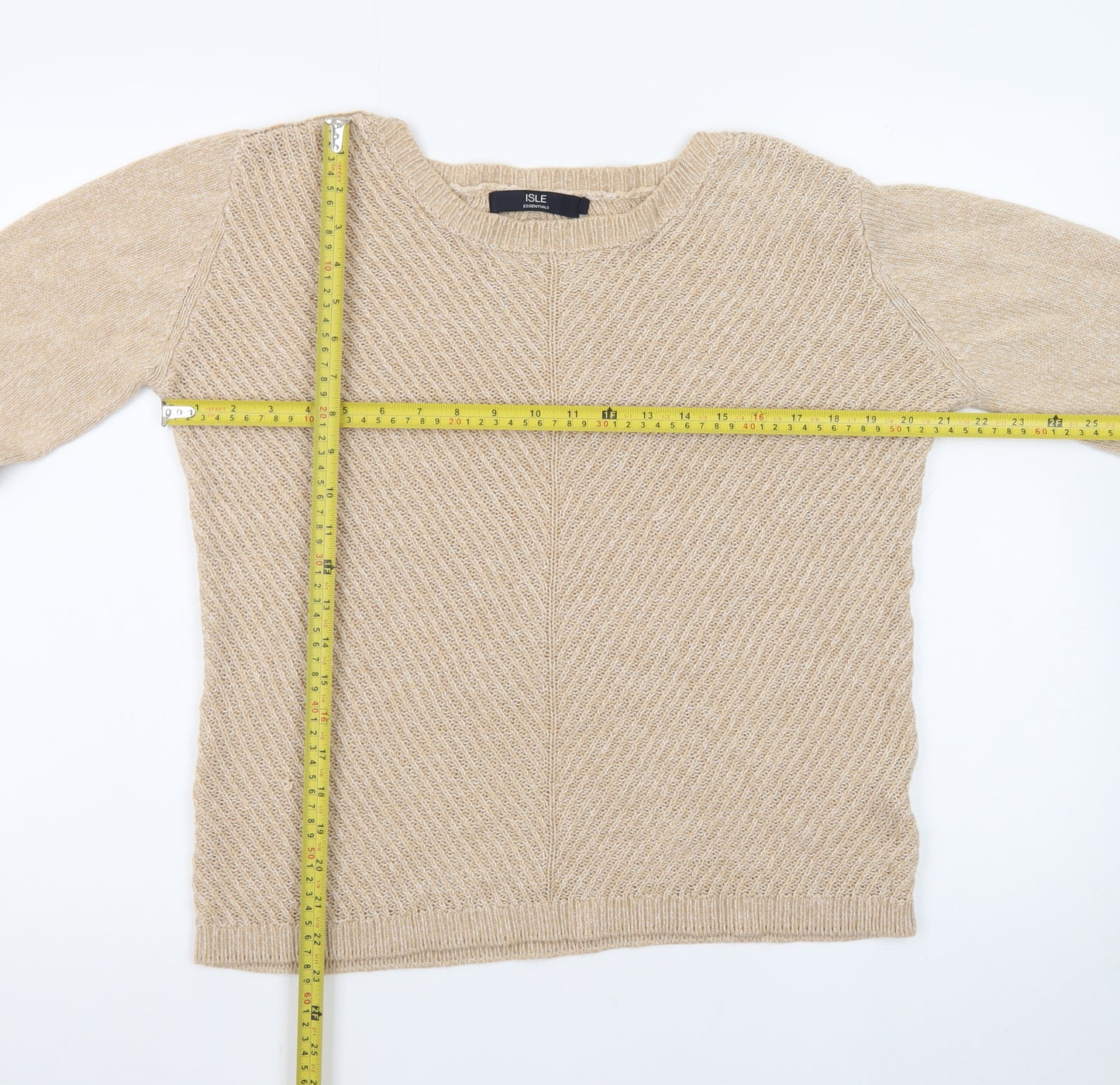ISLE Essentials Women's Beige Wool Blend Pullover Jumper M 14-16