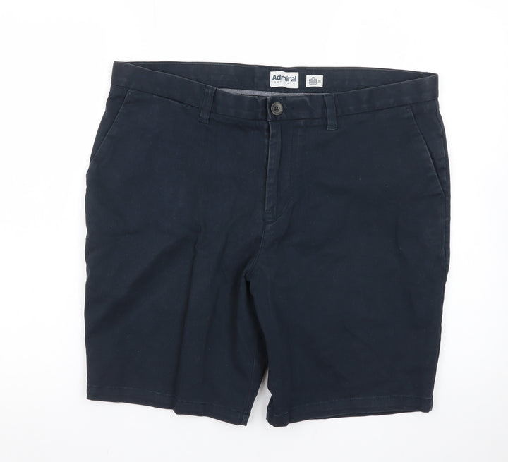 Admiral Men's Blue Chino Shorts Size 36 Regular Cotton Blend