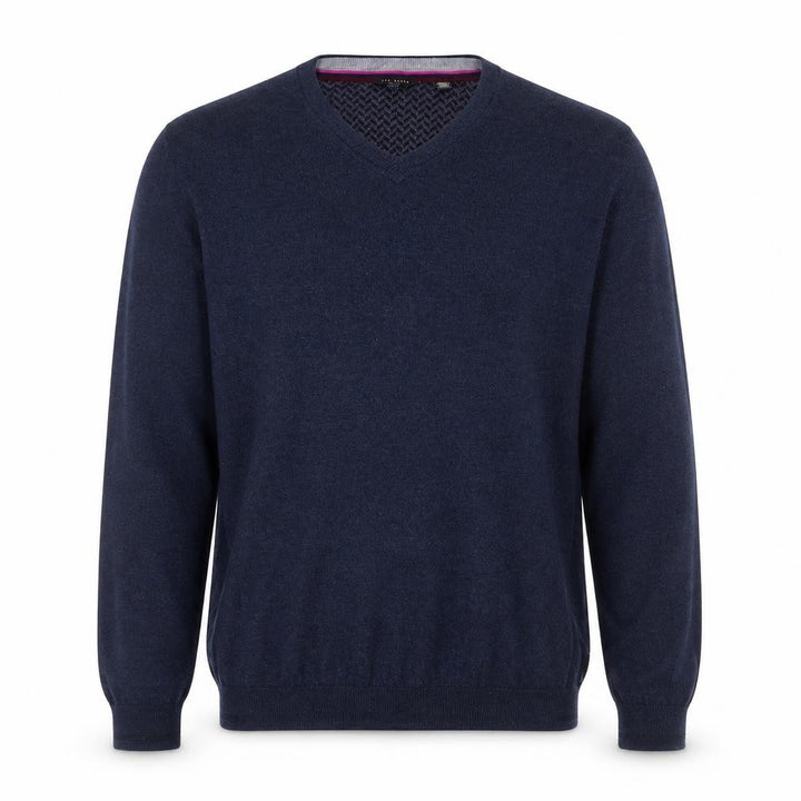 Ted Baker Men's Blue Wool Blend V-Neck Jumper Size XL