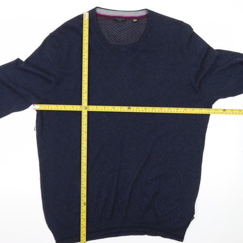 Ted Baker Men's Blue Wool Blend V-Neck Jumper Size XL