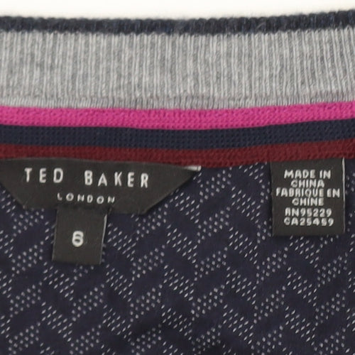 Ted Baker Men's Blue Wool Blend V-Neck Jumper Size XL