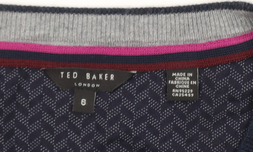 Ted Baker Men's Blue Wool Blend V-Neck Jumper Size XL