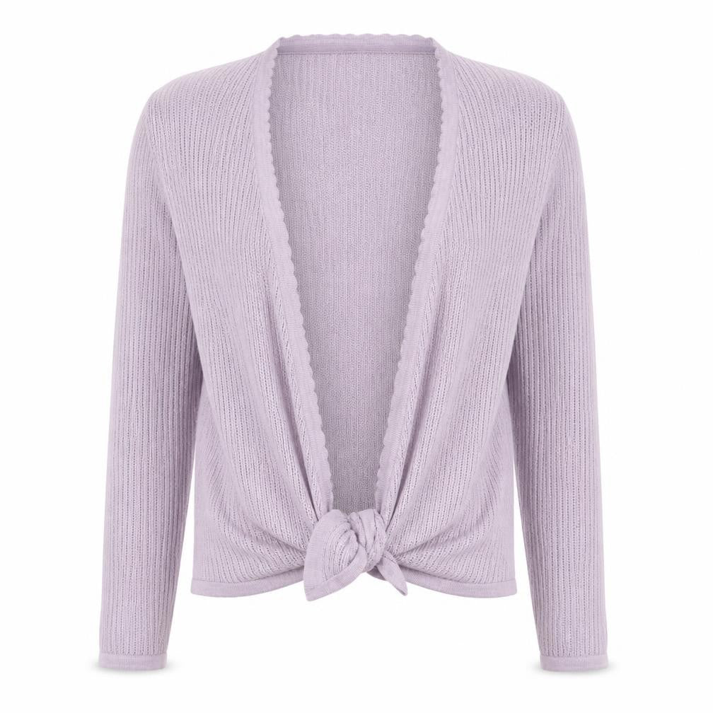 Fat Face Women’s Purple Knit Cotton Cardigan UK 8 V-Neck Tie Front