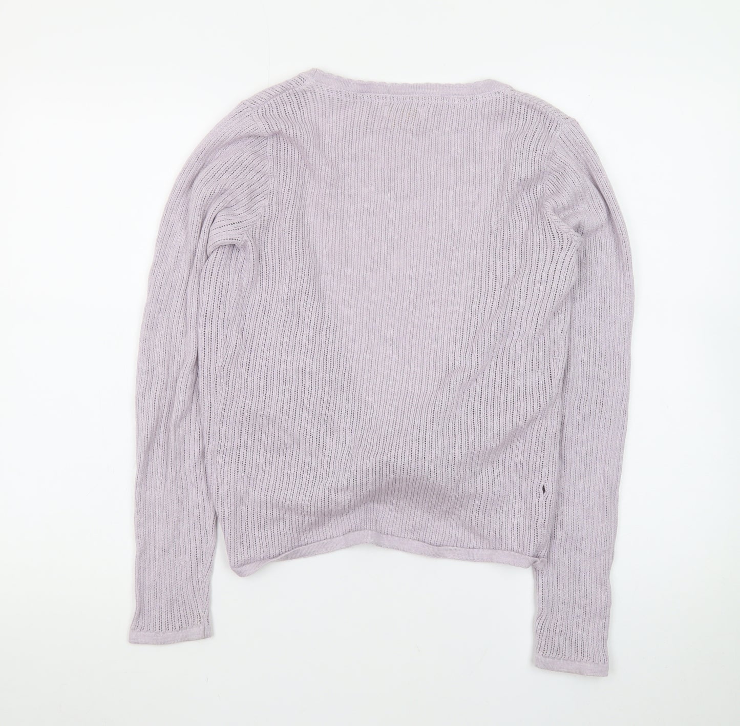 Fat Face Women’s Purple Knit Cotton Cardigan UK 8 V-Neck Tie Front