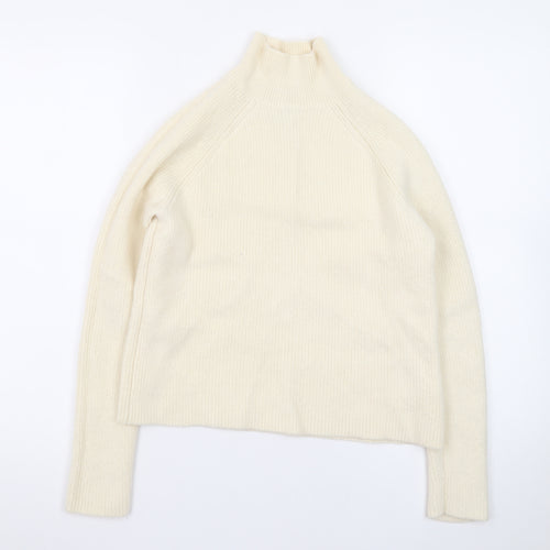 Rachel Zoe Women Ivory Small Roll Neck Merino Wool Jumper