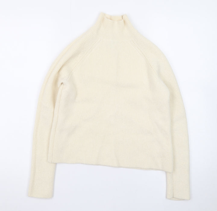Rachel Zoe Women Ivory Small Roll Neck Merino Wool Jumper